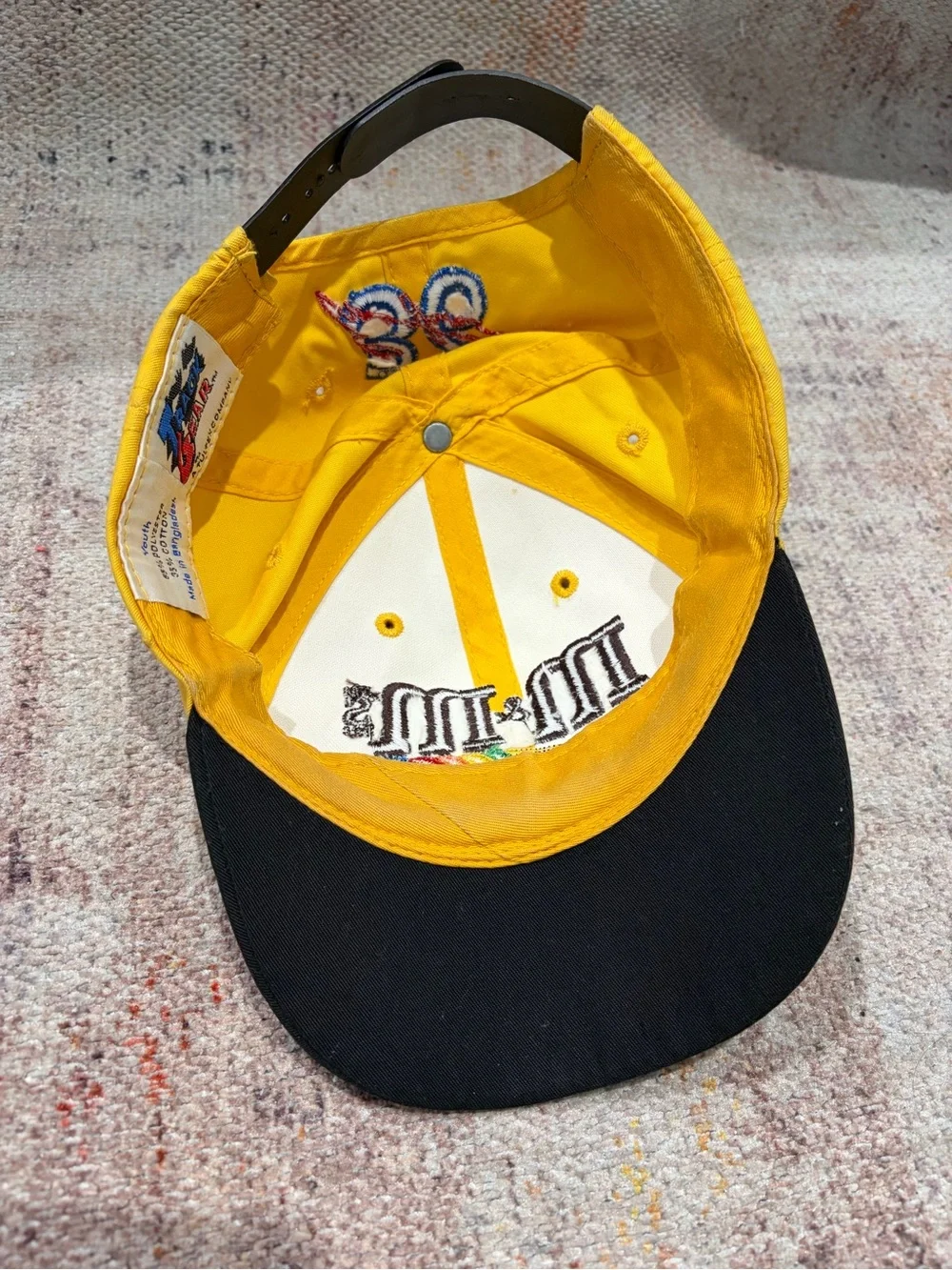Vintage M&M’s Racing Team #36 NASCAR Youth Snapback Hat Yellow Embroidered